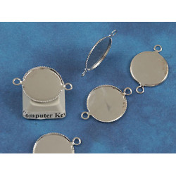 16mm bezel setting, round, 2 loops integral, nickel colour 