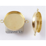 CLEARANCE: 20mm Bezel Cup, Round, brass, 2 Loops