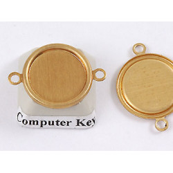 CLEARANCE: 13mm Cabochon bezel setting, round, brass, 2 Loops