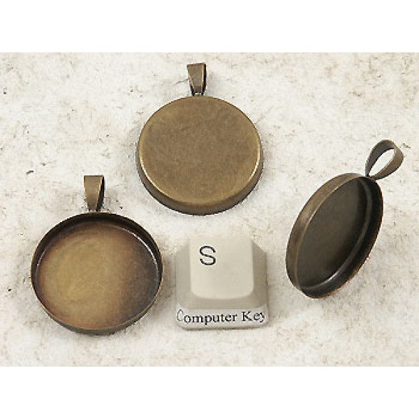 20mm Bezel deep cup, Round, antiqued bronze, pendant setting
