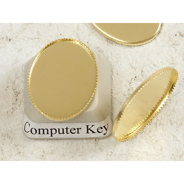 18x13mm Cabochon bezel setting, oval tray, raw brass, each
