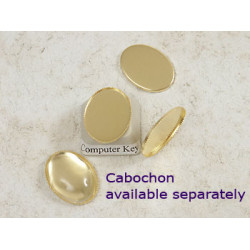 18x13mm Cabochon bezel setting, oval tray, raw brass, each