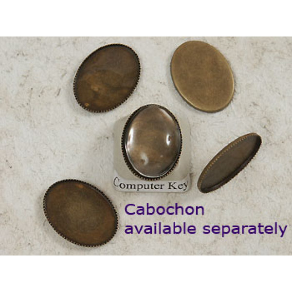 18x13mm Cabochon bezel setting, oval tray, antiqued brass, each