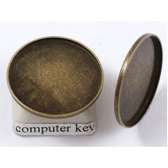 20mm Cabochon bezel setting, round tray, ant brass, each
