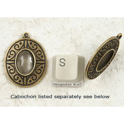 14x10mm Oval Cameo Frame Setting, antiqued bronze, spirals