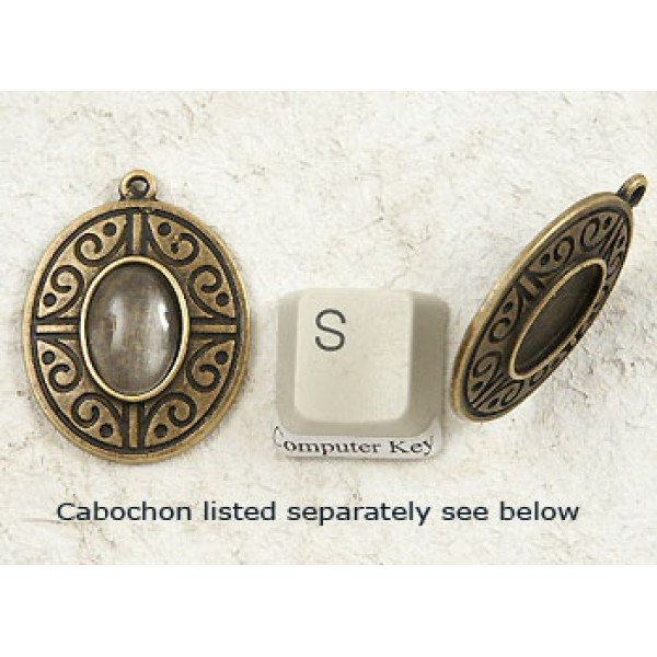 14x10mm Oval Cameo Frame Setting, antiqued bronze, spirals