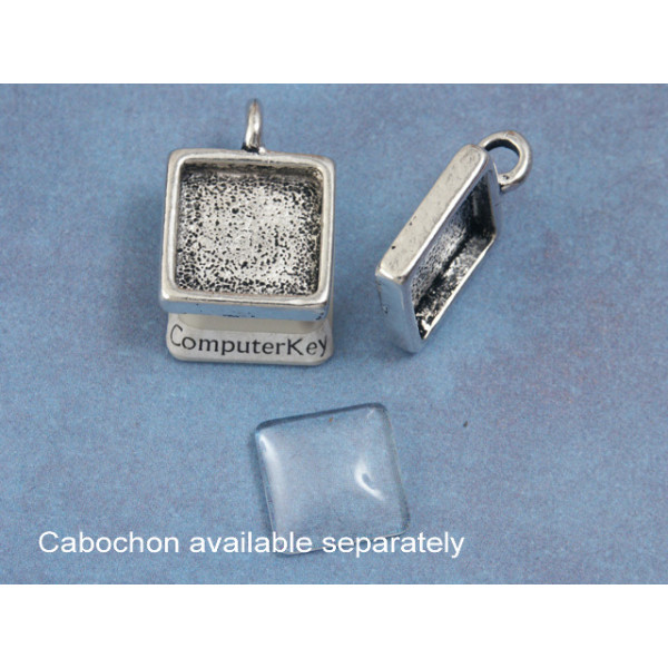 15mm Square chunky pendant setting bezel, ant silver