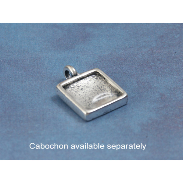 15mm Square chunky pendant setting bezel, ant silver
