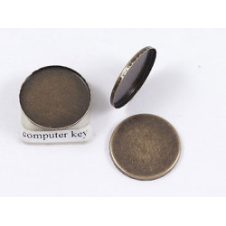 18mm Cabochon bezel setting, round tray, NF ant brass, each