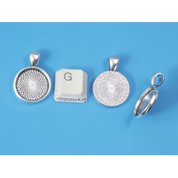 18mm Round heavy pendant setting bezel frame, ant silver