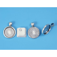 20mm Round heavy pendant setting bezel frame, ant silver