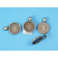 20mm Round heavy pendant setting bezel frame, NF ant bronze
