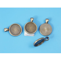 20mm Round heavy pendant setting bezel frame, NF ant bronze