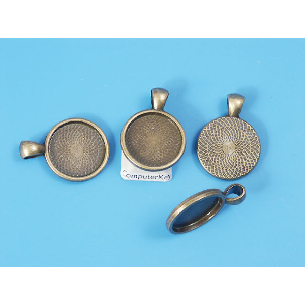 20mm Round heavy pendant setting bezel frame, NF ant bronze
