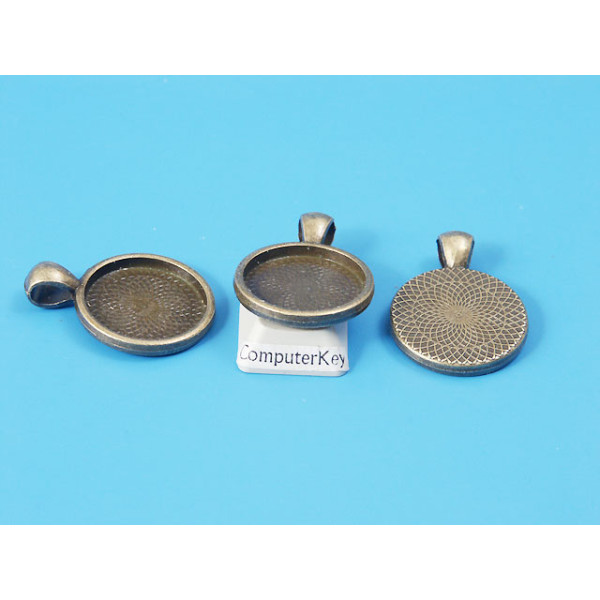 20mm Round heavy pendant setting bezel frame, NF ant bronze