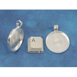 SECONDS: 25mm Round heavy pendant setting bezel frame, Antique Silver,