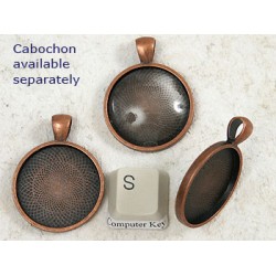 25mm Round heavy pendant setting bezel frame, ant copper
