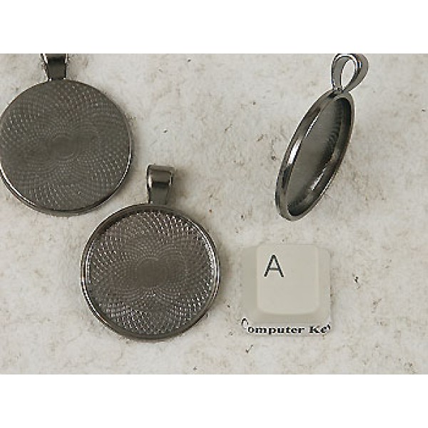 25mm Round heavy pendant setting bezel frame, Gunmetal Black