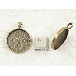 SECONDS: 30mm Round heavy pendant setting bezel frame, NF ant bronze