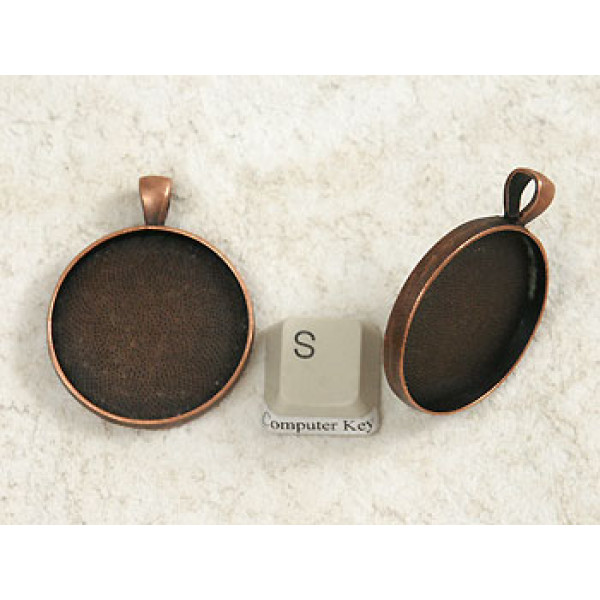 30mm Round heavy pendant setting bezel frame, NF ant copper