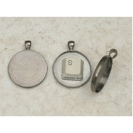 30mm Round heavy pendant setting bezel frame, black