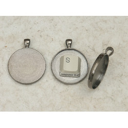 30mm Round heavy pendant setting bezel frame, black