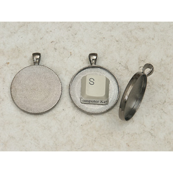 30mm Round heavy pendant setting bezel frame, black