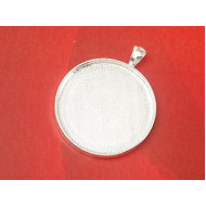35mm Round heavy pendant setting bezel frame, bright silver, B Grade