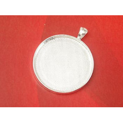 35mm Round heavy pendant setting bezel frame, bright silver, B Grade