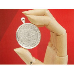 35mm Round heavy pendant setting bezel frame, bright silver, B Grade