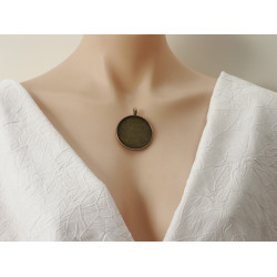 40mm Round heavy pendant setting bezel frame, ant bronze