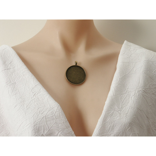 40mm Round heavy pendant setting bezel frame, ant bronze