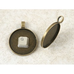 46mm Round heavy pendant setting bezel frame, ant bronze