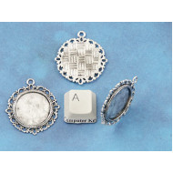 20mm round bezel setting, fancy filigree, ant silver