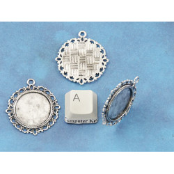 20mm round bezel setting, fancy filigree, ant silver