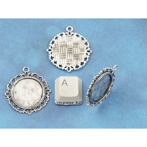 20mm round bezel setting, fancy filigree, ant silver