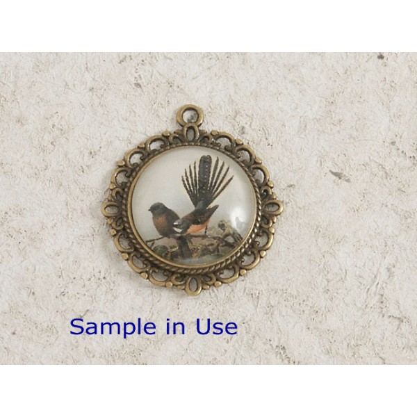 20mm round bezel setting, fancy filigree, ant bronze