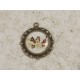 20mm round bezel setting, fancy filigree, ant bronze