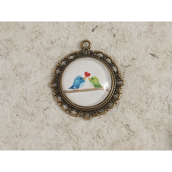 20mm round bezel setting, fancy filigree, ant bronze