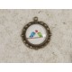 20mm round bezel setting, fancy filigree, ant bronze