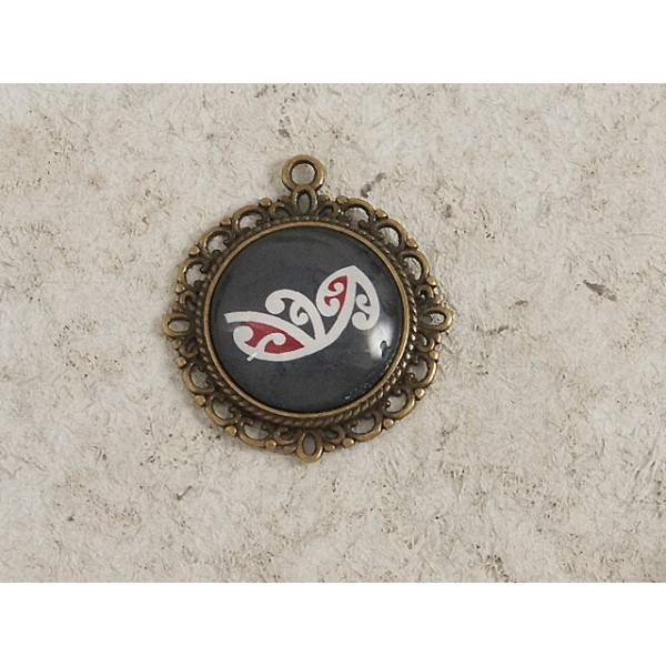 20mm round bezel setting, fancy filigree, ant bronze