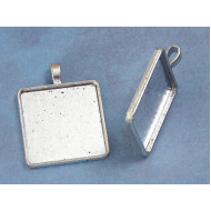 SPECIAL: 30mm Square pendant setting bezel, ant. silver plate