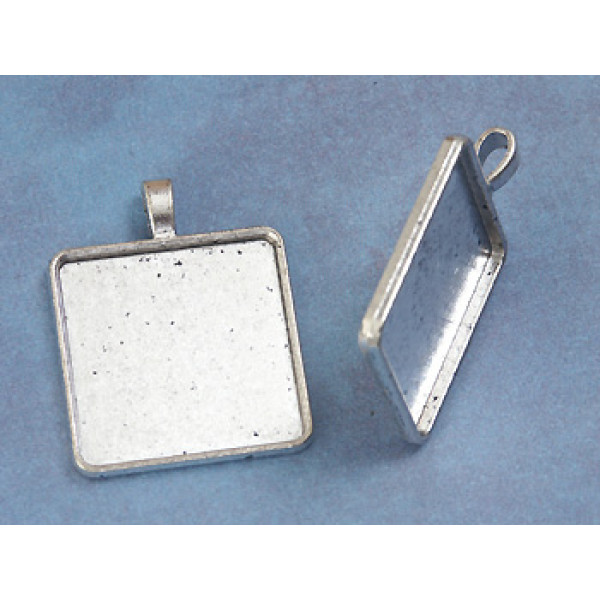 SPECIAL: 30mm Square pendant setting bezel, ant. silver plate