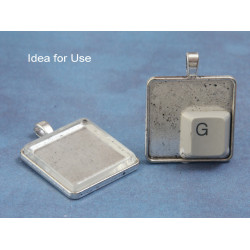 SPECIAL: 30mm Square pendant setting bezel, ant. silver plate