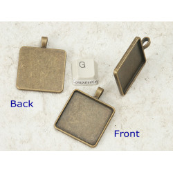 30mm Square pendant setting bezel, NF ant. bronze plate