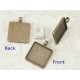 30mm Square pendant setting bezel, NF ant. bronze plate
