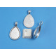 25x18mm Cabochon bezel setting, teardrop, side loop, ant silver