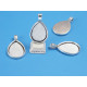 25x18mm Cabochon bezel setting, teardrop, side loop, ant silver