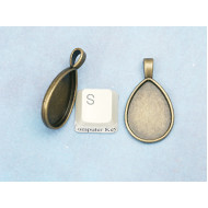 25x18mm Cabochon bezel setting, teardrop, side loop, ant bronze
