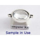 16mm Bezel setting connector, 2 loops, antiqued silver colour